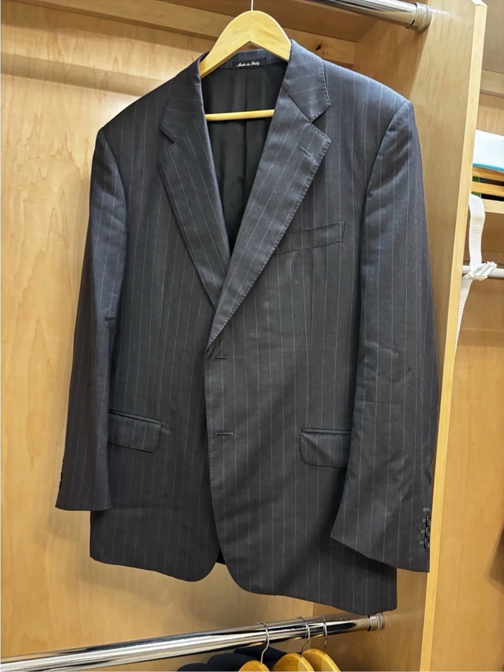 Piattelli Gray Pinstripe Single-Breasted Suit Jacket